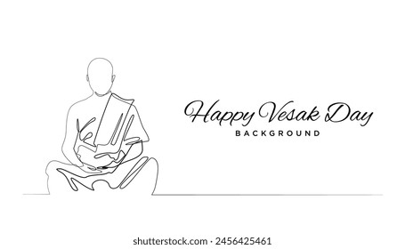 happy vesak day background.simple template vesak day celebration background.monks in one line drawing .banner buddhism