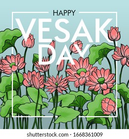 Happy Vesak Day, the birth of Gautama Buddha, Holy day, Isolated Vector