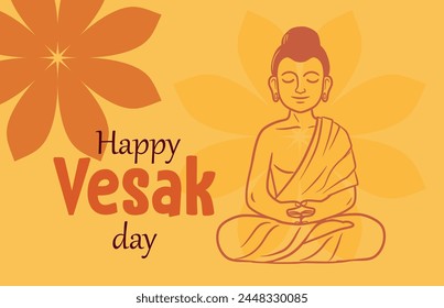 Happy Vesak day. Buddha art vector. Can be used for poster, banner, logo, slides, greetings. Vector illustration