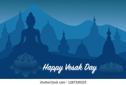 Happy Vesak day with Buddha. Hand drawn style vector design illustrations.
