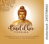 Happy Vesak Day, Buddha Purnima wishes greetings with buddha and lotus illustration. Can be used for poster, banner, logo, background, greetings, print design. abstract vector illustration design.