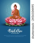 Happy Vesak Day, Buddha Purnima wishes greetings with buddha and lotus illustration. Can be used for poster, banner, logo, background, greetings, print design. abstract vector illustration design.