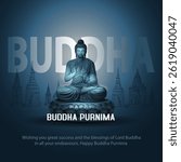 Happy Vesak Day, Buddha Purnima wishes greetings with buddha illustration. Can be used for poster, banner, logo, background, greetings, print design. abstract illustration design.