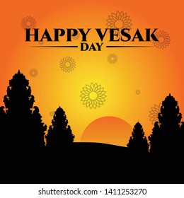 happy vesak day or buddha purnima background vector