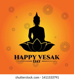 happy vesak day or buddha purnima background vector