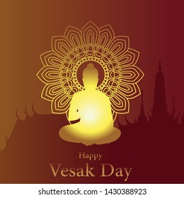 Happy vesak day or buddha purnima line art style