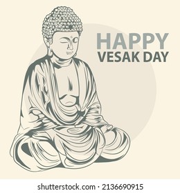 Happy Vesak day or buddha Purnima. Cartoon Lord Buddha meditating