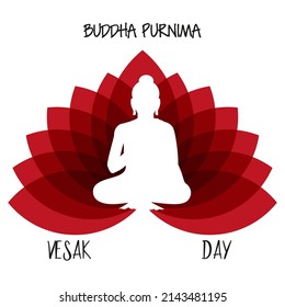 Happy Vesak Day. Buddha Purnima poster with lotus