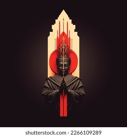 Happy Vesak Day, Buddha Purnima wishes greetings with a buddha minimal vector illustration. Can be used for posters, banners, greetings, and print design
