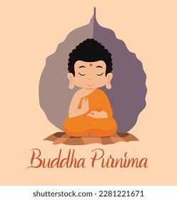 Happy Vesak Day, Buddha Purnima wishes greetings with buddha and lotus illustration. Can be used for poster, banner, logo, background, greetings, print design, festive elements. vector illustration.