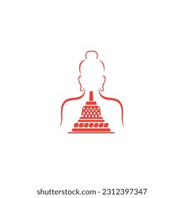 Alles Gute zum Vesak Day, Buddha Purnima wünscht Grüße mit Buddha und Lotus Illustration. Kann für Poster, Banner, Logo, Hintergrund, Grüße, Print-Design, festliche Elemente verwendet werden. Vektorgrafik