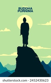 Happy Vesak Day, Buddha Purnima wünscht Grüße mit einer minimalen Buddha-Vektorillustration. Kann für Plakate, Banner, Grüße und Druckdesign verwendet werden