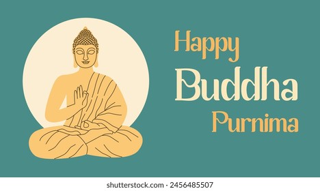 Happy Vesak Day, Buddha Purnima wishes greeting vector illustration. Posters, banners, greetings and print design.