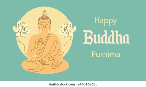 Happy Vesak Day, Buddha Purnima wishes greeting vector illustration. Posters, banners, greetings and print design.