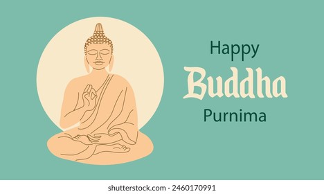 Happy Vesak Day, Buddha Purnima wishes greeting vector illustration. Posters, banners, greetings and print design.