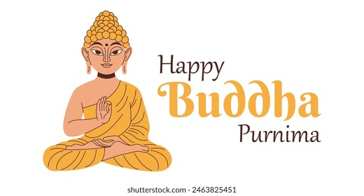 Happy Vesak Day, Buddha Purnima wishes greetings vector illustration. Posters, banners, greetings, and print design.