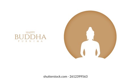 Happy Vesak Day, Buddha Purnima wishes greetings with buddha and lotus illustration. Happy Buddha Purnima, Happy Vesak Day, wishes greetings with a buddha minimal vector illustration. 