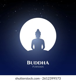 Happy Vesak Day, Buddha Purnima wishes greetings with buddha and lotus illustration. Happy Buddha Purnima, Happy Vesak Day, wishes greetings with a buddha minimal vector illustration. 