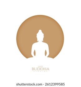Happy Vesak Day, Buddha Purnima wishes greetings with buddha and lotus illustration. Happy Buddha Purnima, Happy Vesak Day, wishes greetings with a buddha minimal vector illustration. 