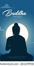 Happy Vesak Day, Buddha Purnima wishes greetings with buddha and lotus illustration. Happy Buddha Purnima, Happy Vesak Day, wishes greetings with a buddha minimal vector illustration. 