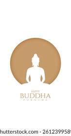 Happy Vesak Day, Buddha Purnima wishes greetings with buddha and lotus illustration. Happy Buddha Purnima, Happy Vesak Day, wishes greetings with a buddha minimal vector illustration. 