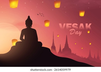 Happy Vesak Day, Buddha Purnima wishes greetings with buddha. used for poster, banner, logo, background, greetings, print design. Creative vector illustration design.