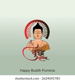 Feliz Dia de Vesak, Buddha Purnima deseja saudações com buda e ilustração de lótus. Pode ser usado para cartaz, banner, logotipo, fundo