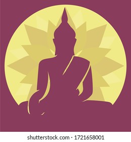 happy vesak day with buddha silhouette 