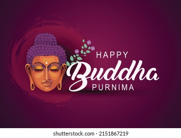 Happy Vesak Day Budha Purnima  With dark Background Silhouette Vector Illustration design 