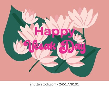 Happy Vesak Day Budha Purnima Background With Budha Statue Silhouet Realistic Pink Lotus And Candle Vector Illustration, Vesak Day Greeting Card, Budhaism Celebration, Budha's anniversary, Waisak