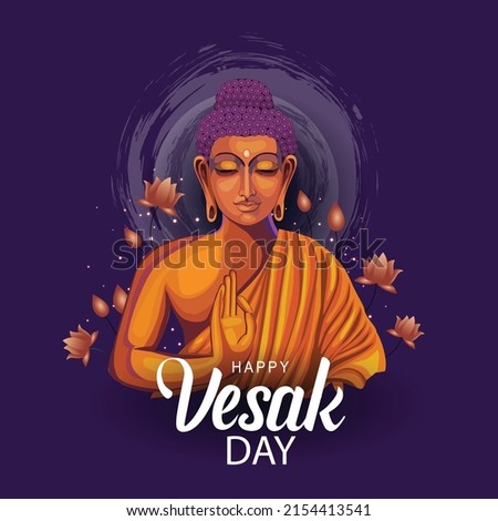 Happy Vesak Day Budha Purnima  With white Background Silhouette Vector Illustration design  Stockfoto © 