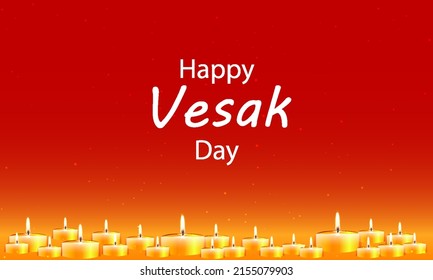 Happy vesak day candles, vector art illustration.