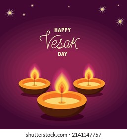 happy vesak day cartel with a candles