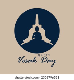 Happy Vesak Day creative concept for greeting card or banner. Vesak Day is a holy day for Buddhists. Happy Buddha Day with Siddhartha Gautama Statue Design Vector ; Square design ; buddha, buddhism