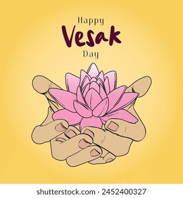 Happy Vesak Day Creative Concept for Card or Banner. Happy Buddha Day. Vector Illustration Design