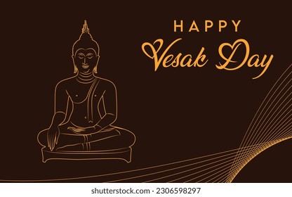 Happy Vesak Day design vector. Happy Vesak Day text design vector background