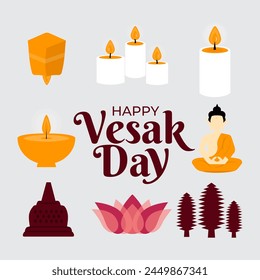 Happy vesak day element design collection