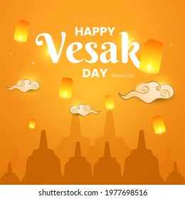 Happy vesak day greeting card design	