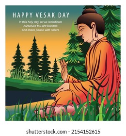happy vesak day greeting card concept design