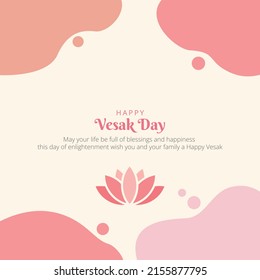 Happy Vesak Day Greeting Card on Pastel Background Vector Illustration