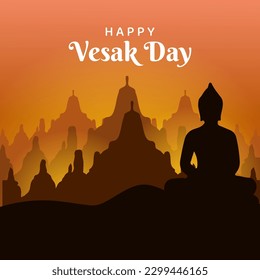 happy vesak day, greeting card and poster design for vesak day. Vesak Day is a holy day for Buddhists.