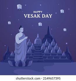 Happy Vesak day greetings illustration