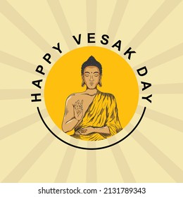 Happy vesak day hand drawn illustration