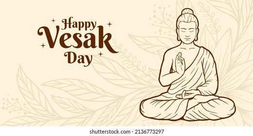 Happy vesak day hand drawn illustration