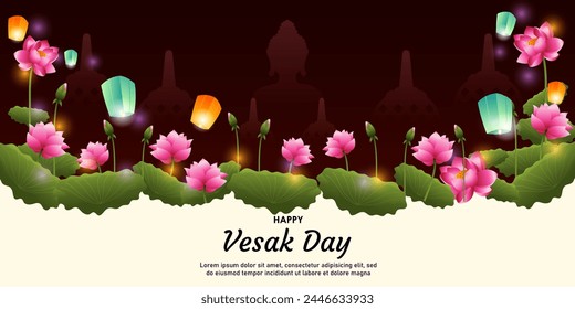 happy vesak day horizontal background. vector illustration