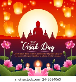 happy vesak day illustration. vector illustration