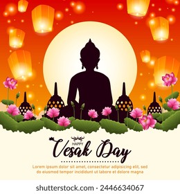 happy vesak day illustration. vector illustration