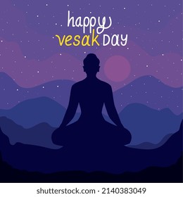 happy vesak day lettering card