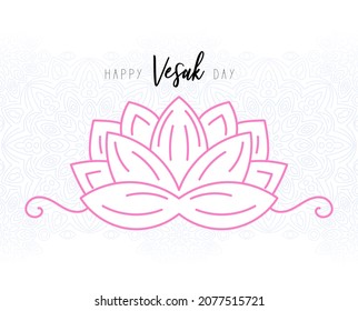 Happy Vesak day. Lotus flower design. Buddha Jayanti, Buddha Purnima, Buddha Day. Buddhism religion symbol. Alternative medicine sign 