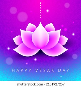 Happy Vesak Day. Lotus Flower Design. Buddha Jayanti, Buddha Purnima, Buddha Day. Buddhism Religion Symbol. Alternative Medicine Sign